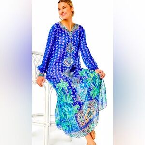 NWT Lilly Pulitzer Jupiter Silk Maxi Dress Size L/XL